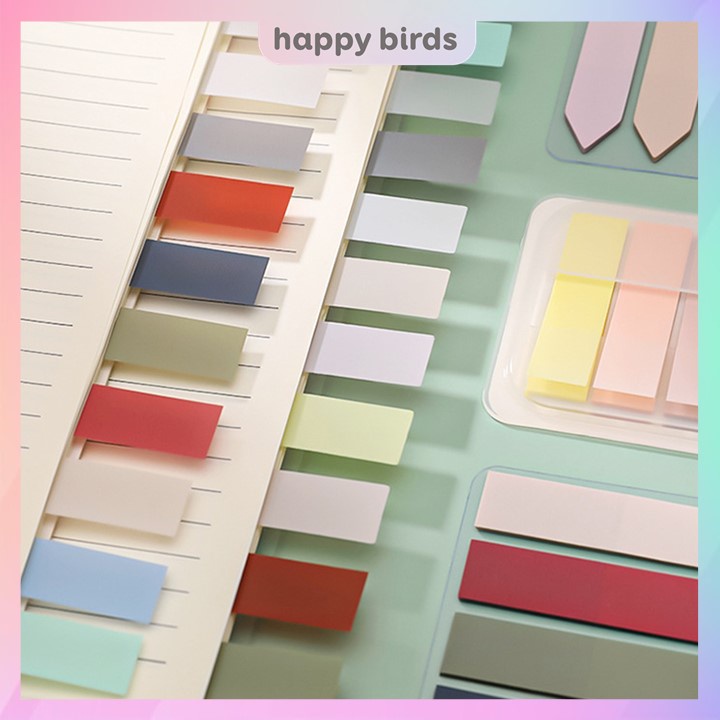 100 miếng giấy sticky note vintage đánh dấu trang phân chia đầu mục, trang trí sổ tay, sách vở, nhật ký/ Giấy note màu
