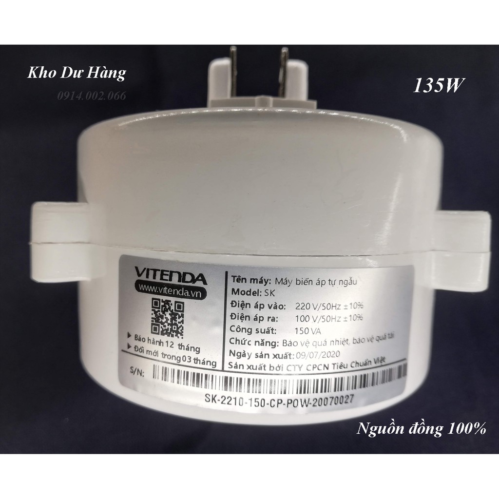 . Bộ đổi nguồn 220V sang 110V công suất thực 150Va nguồn đồng xịn. Vitenda.