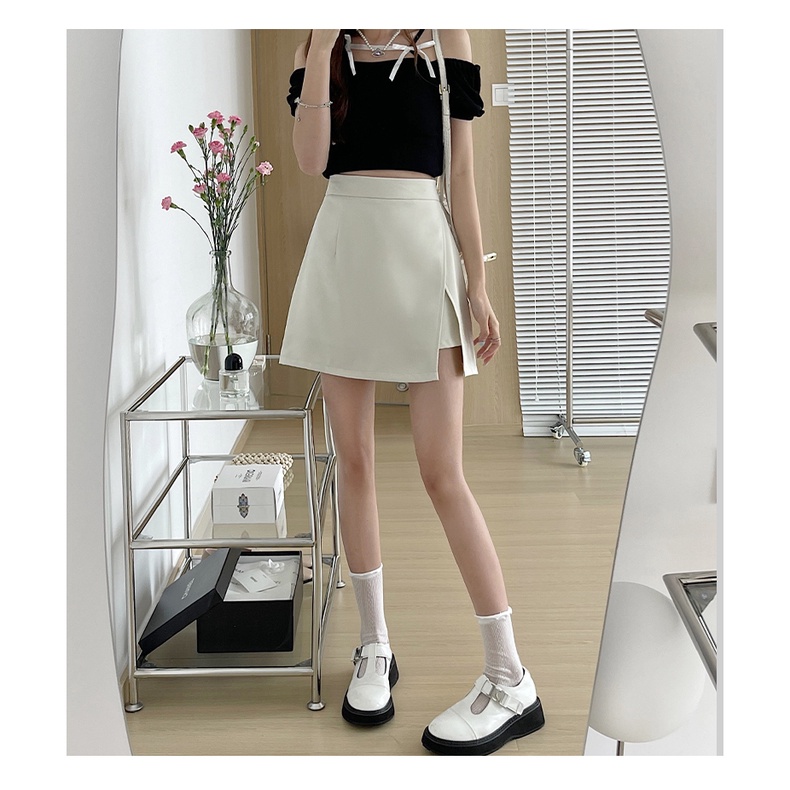 Quần giả váy nữ bigsize 2 lớp dáng A xẻ đùi chân váy bigsize nữ cạp cao tôn dáng ống rộng thoải mái che khuyết điểm