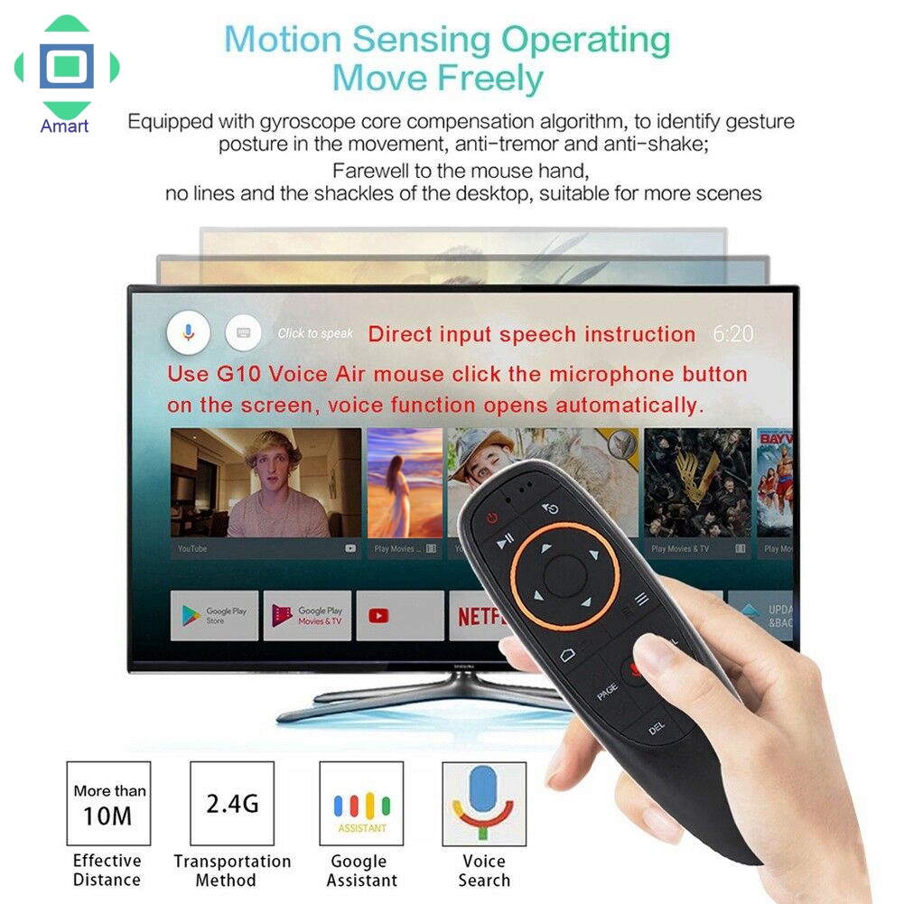 Chuột Bay Không Dây Điều Khiển Bằng Giọng Nói Am 2.4ghz Cho Android Tv Box Pc