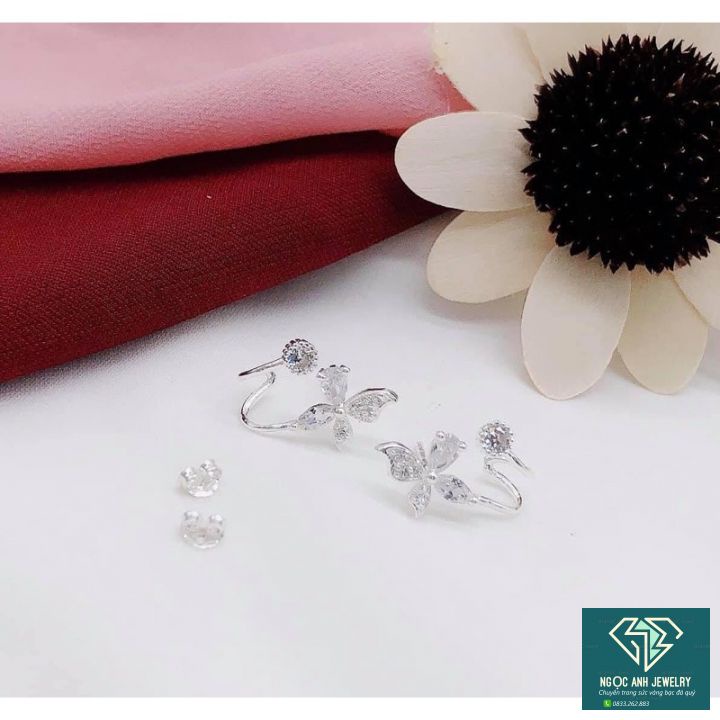 Bông tai bạc nữ,khuyên tai kiểu dáng ôm vành siêu xinh siêu đẹp-Bạc Ngọc Anh