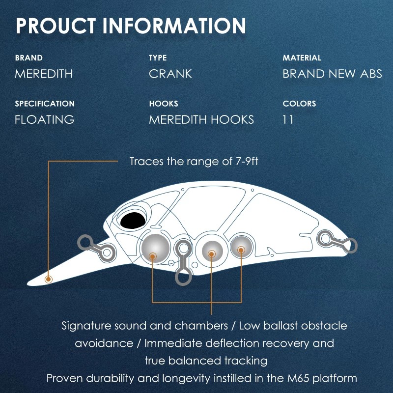 Mồi câu cá MERERDITH M65 10cm 14g 2.0-2.5m chuyên nghiệp tiện lợi