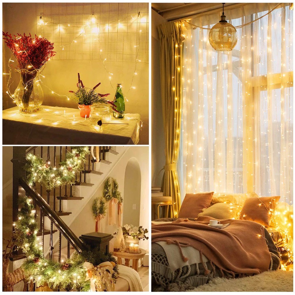 Dây Đèn Led Fairylight Xài Điện Có Chớp Nháy 4 Mét 30 Bóng Đom Đóm, Trang Trí Quấn Cây, Tiệc Noel, Tết