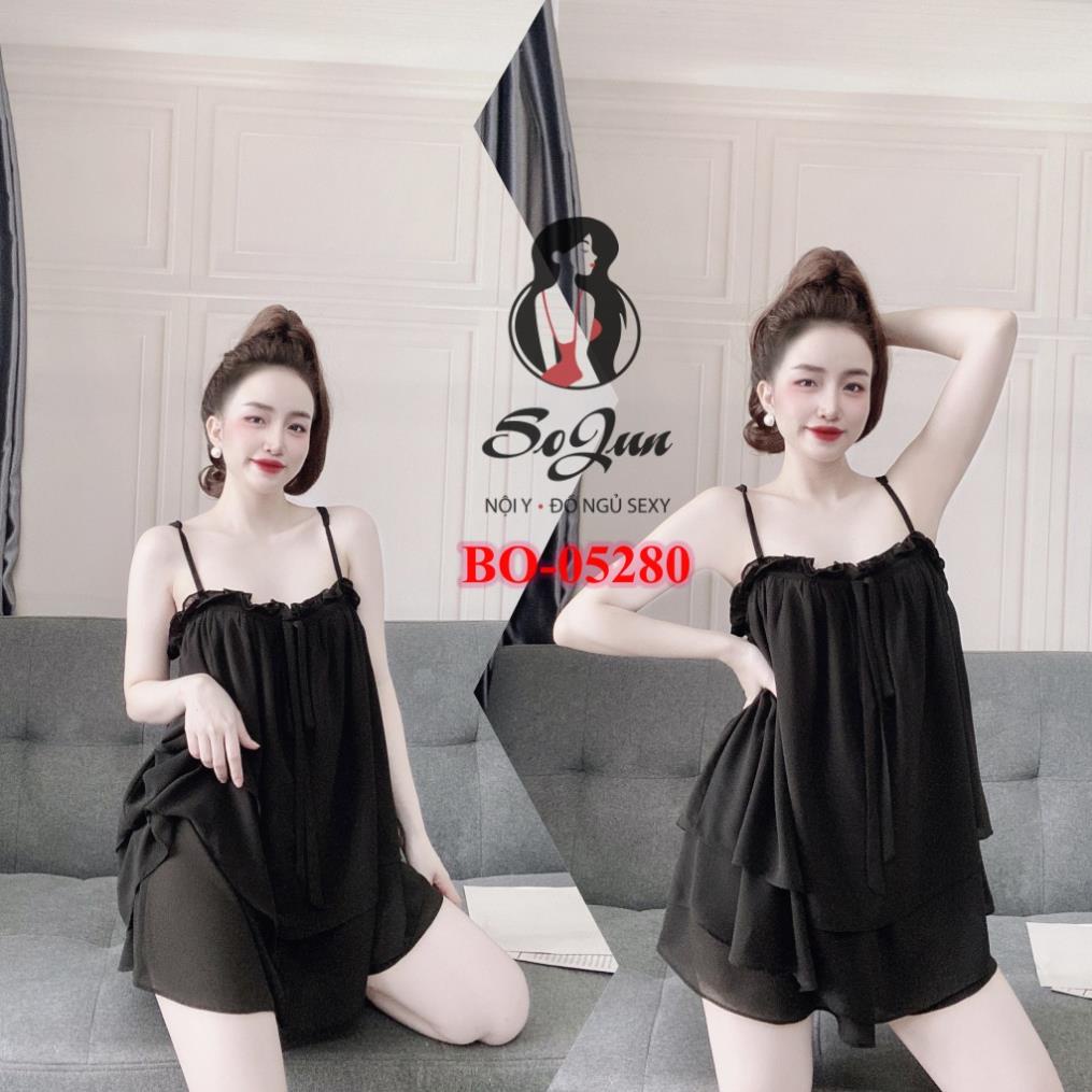 Đồ Mặc Nhà BigSize nữ ❣️FREE SHIP ❣️ Bộ Chiffon Nhún Bèo BO-05280 size 45<75 kg | BigBuy360 - bigbuy360.vn