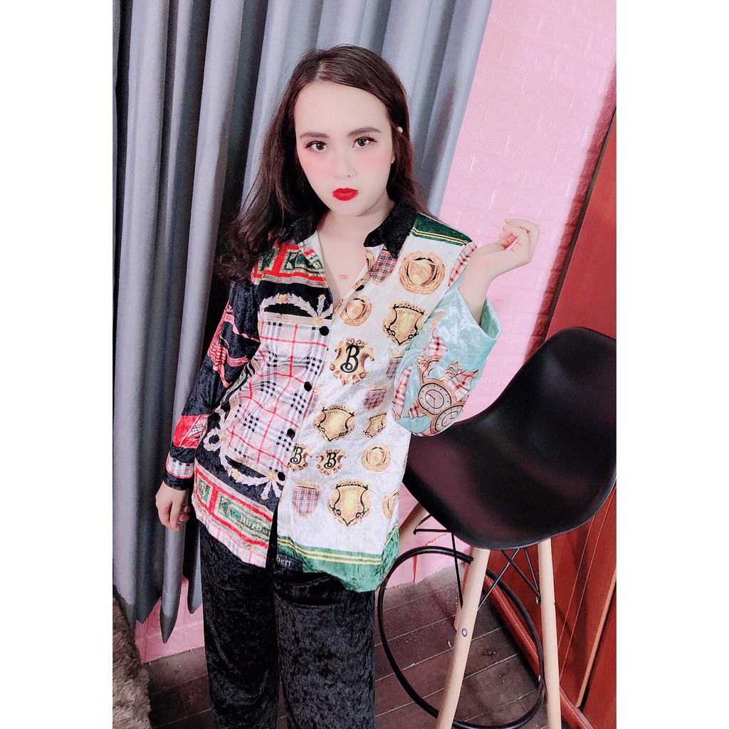 Set nhung Pijama DG họa tiết phong cách