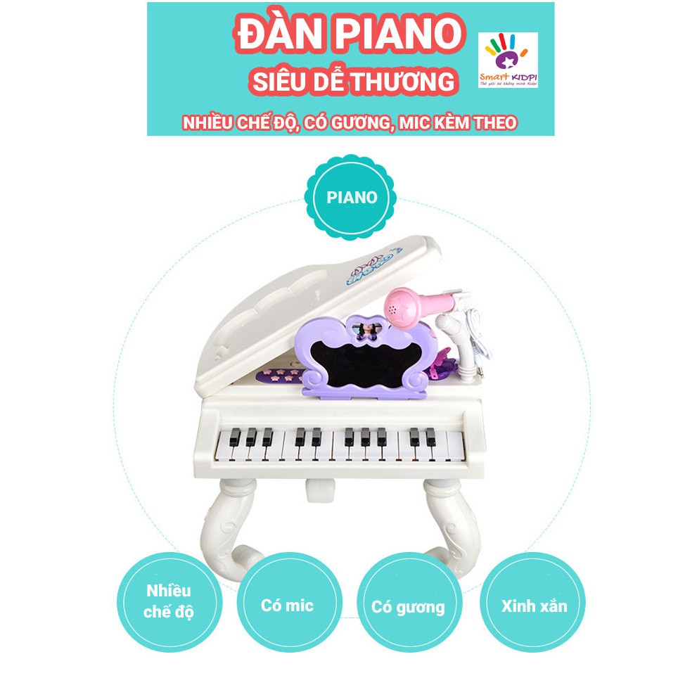 FREESHIP- Đồ chơi ĐÀN PIANO✅FREESHIP👍 SIÊU DỄ THƯƠNG NHIỀU CHẾ ĐỘ CÓ MIC, CÓ GHẾ NGỒI KÍCH THƯỚC THẬT 50CMX29CMX26CM