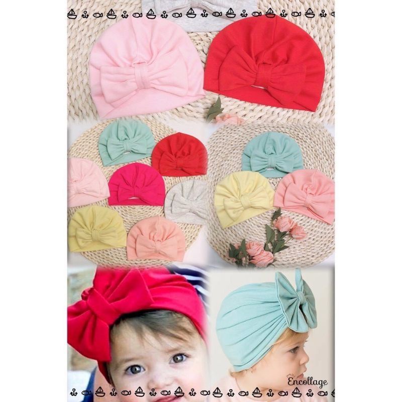 Mũ Tuban Nơ Siêu Xinh 2 Lớp Cho Bé Gái 6 - 15 Tháng Tuổi /  Nhiều Mẫu