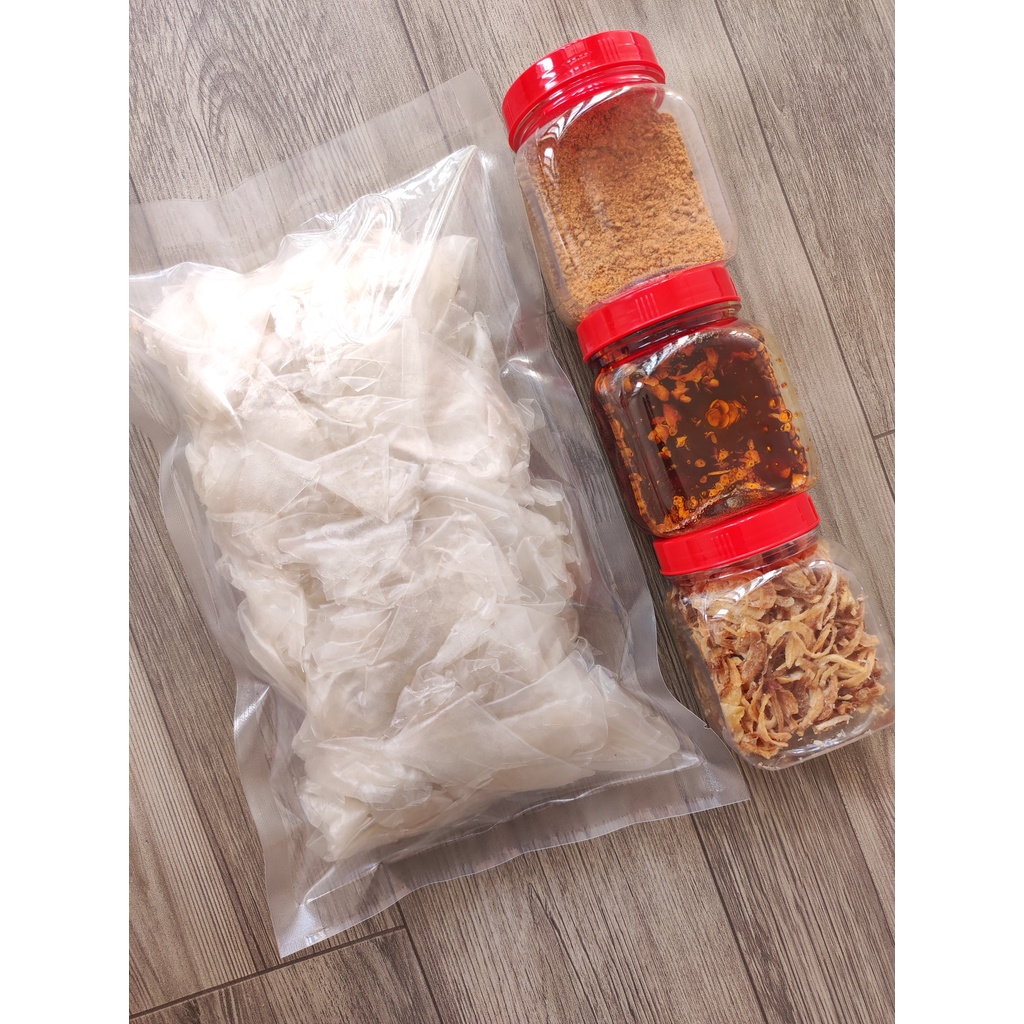 [500g PSMN sa tế hành phi] | Combo 500g bánh tráng phơi sương + hủ muối nhuyễn + hủ sa tế + hủ hành phi | Chợ Cô Thu