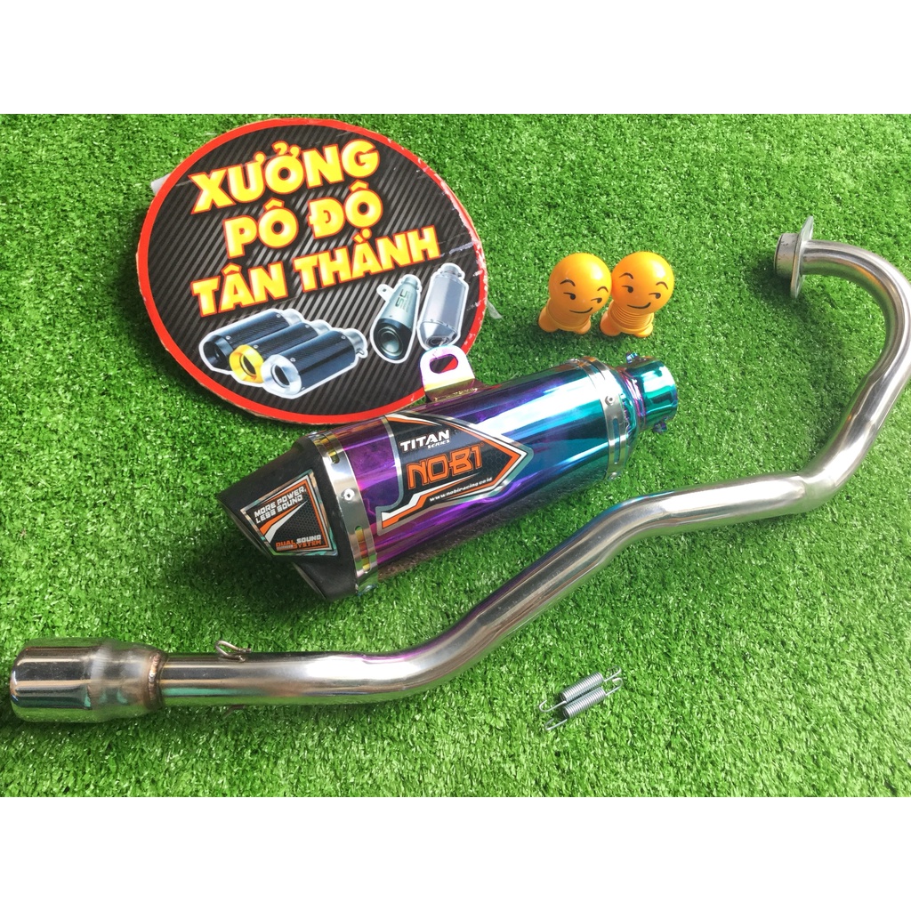 Pô nobi 2 nòng 7 MÀU FULL CỔ INOX THẲNG GẮN NHIỀU LOẠI XE