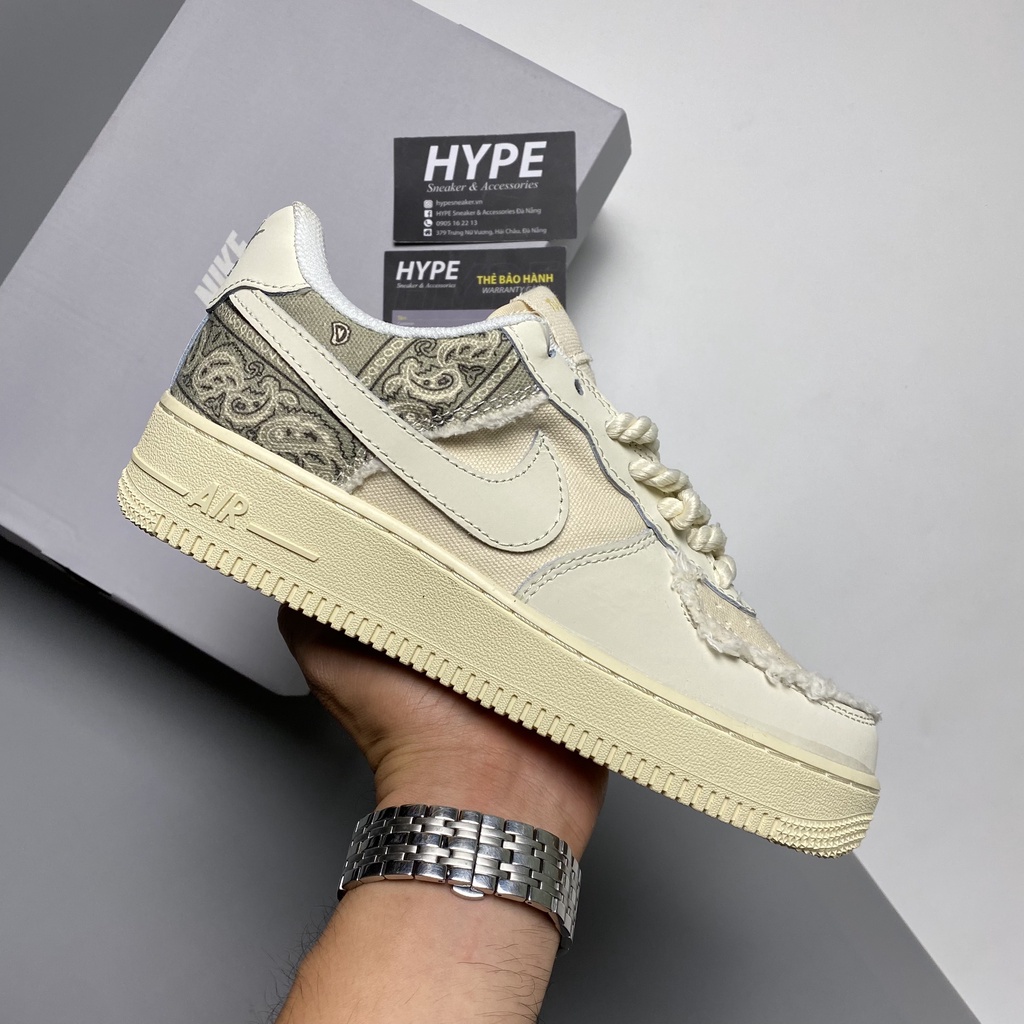 Giày Air Force 1 Low Tu Bigbang (af1 xám trắng dây to) Hype Sneaker Phiên bản 11 chuẩn.