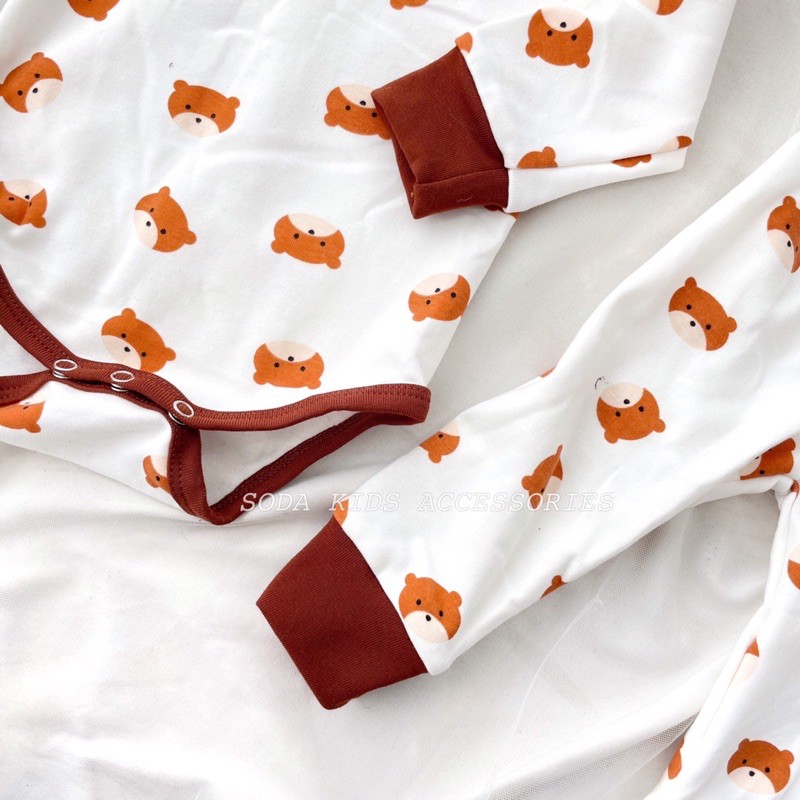 Bộ liền trắng gấu cam