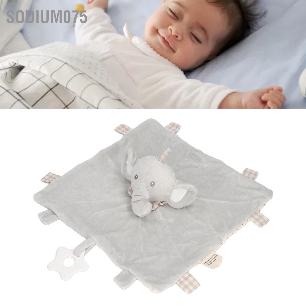 Sodium075 Voi con đang mọc răng Búp bê Chăn mềm an ninh cho trẻ sơ sinh