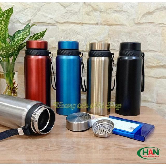 Bình giữ nhiệt cao cấp 800ml có quai xách - Bình giữ nhiệt Inox 304 thể thao