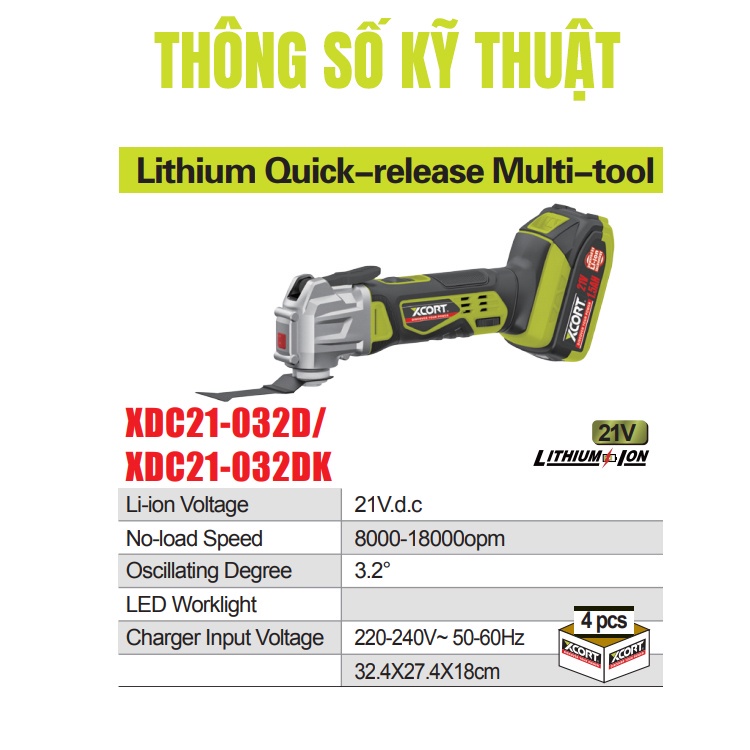 Máy cắt rung pin 20V MAX BH12 Tháng Model XDC21-032D Có 6 cấp độ Kèm túi dụng cụ