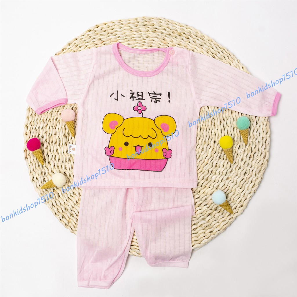 Bộ dài tay cài cúc vai hàng đẹp cotton tre nhiều màu cho bé trai, bé gái sơ sinh 3-13kg- 𝐁𝐎𝟔𝟐