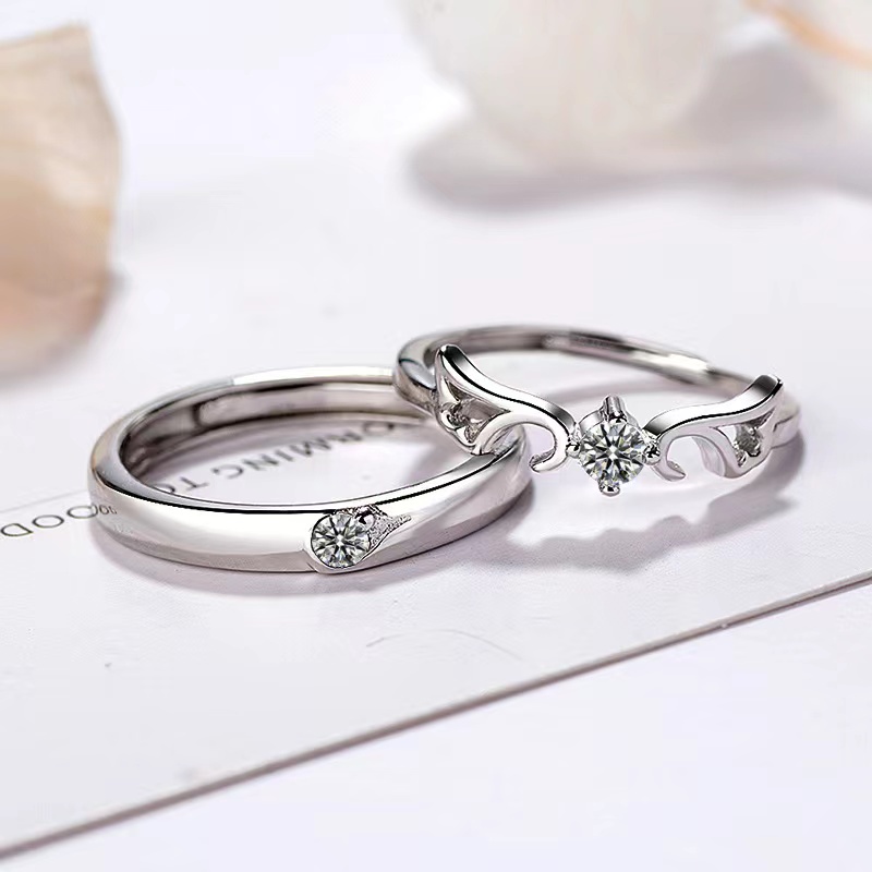 1 Cặp Nhẫn Cưới Hình Thiên Thần Sáng Tạo Phong Cách Hàn Quốc Sang Trọng HSU