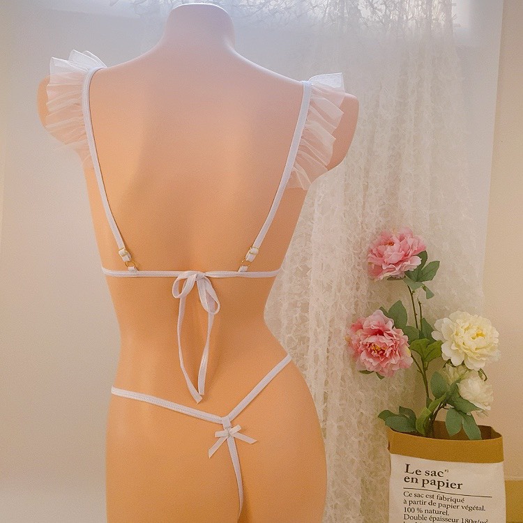 BK063 - Set áo kèm chíp sexy - Bộ đồ lót lọt khe bikini hai mảnh vải ren mềm - KELLYWANG