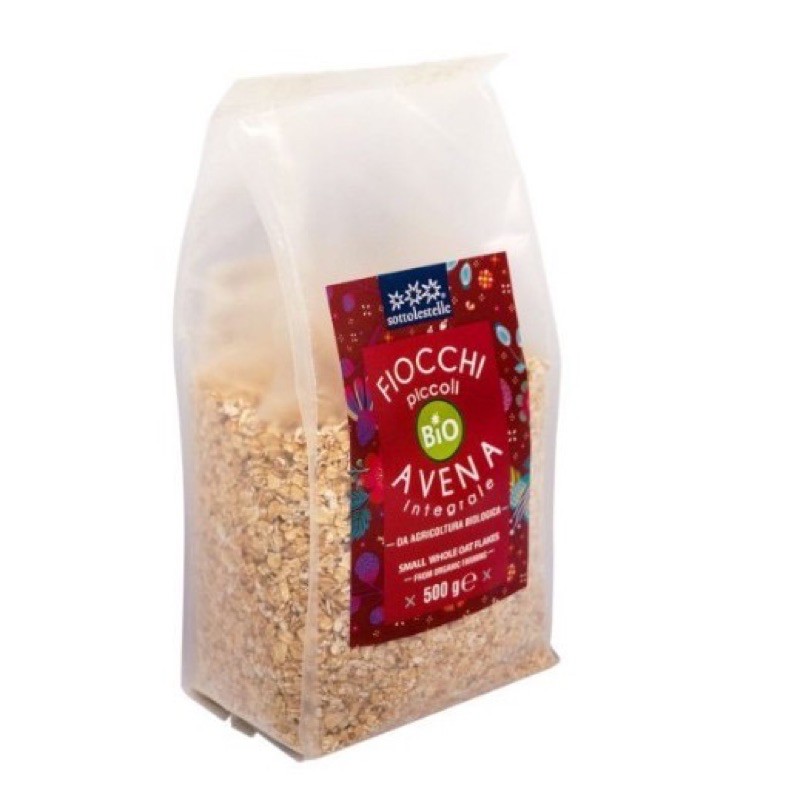 Yến mạch nguyên cám hữu cơ cán nhỏ hãng Sottolestelle - gói 500gr