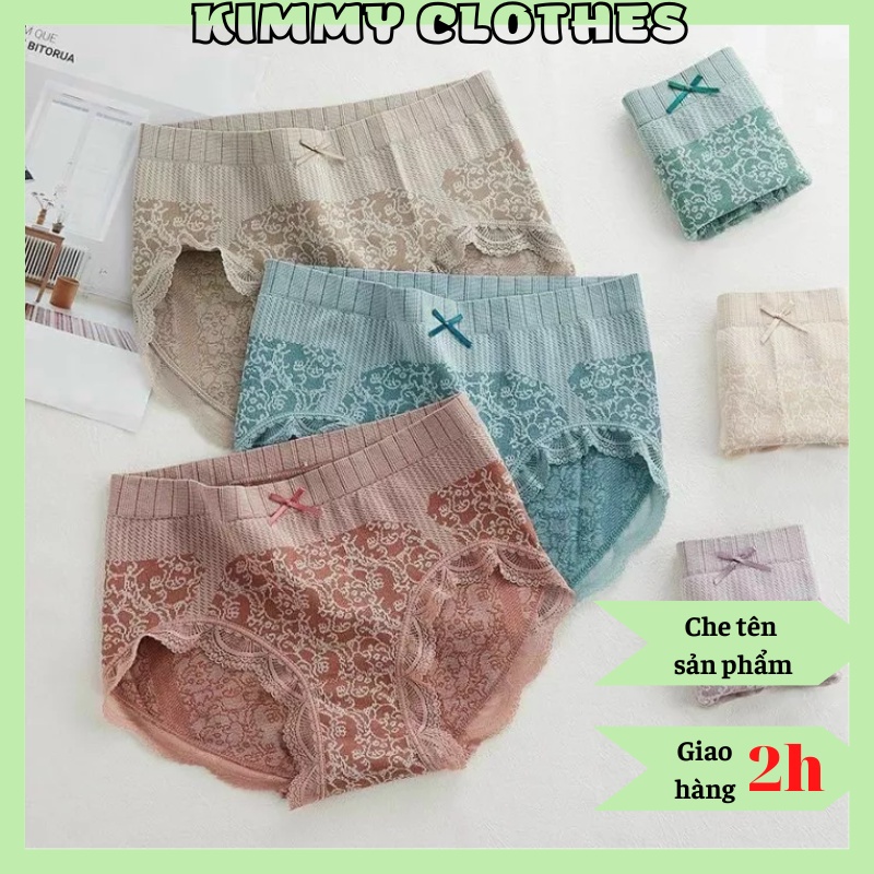 Quần lót nữ cotton dệt kim thông hơi kháng khuẩn nâng mông họa tiết, quần chip hoàng hậu freesize