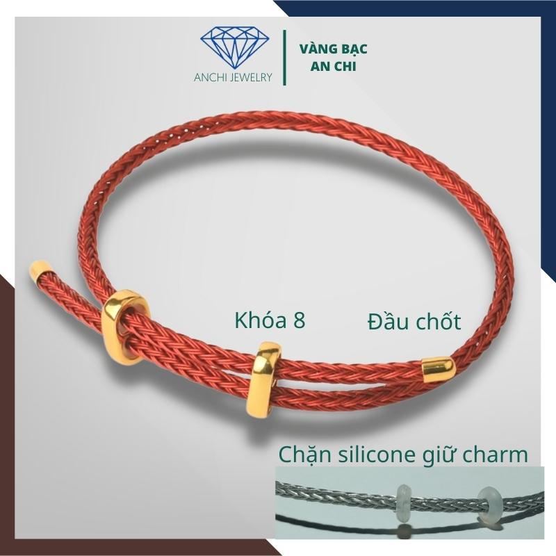 Vòng tay dây cước đỏ phong thuỷ đeo charm, lu thống, đồng điếu - Mẫu khóa 8. Anchi jewelry