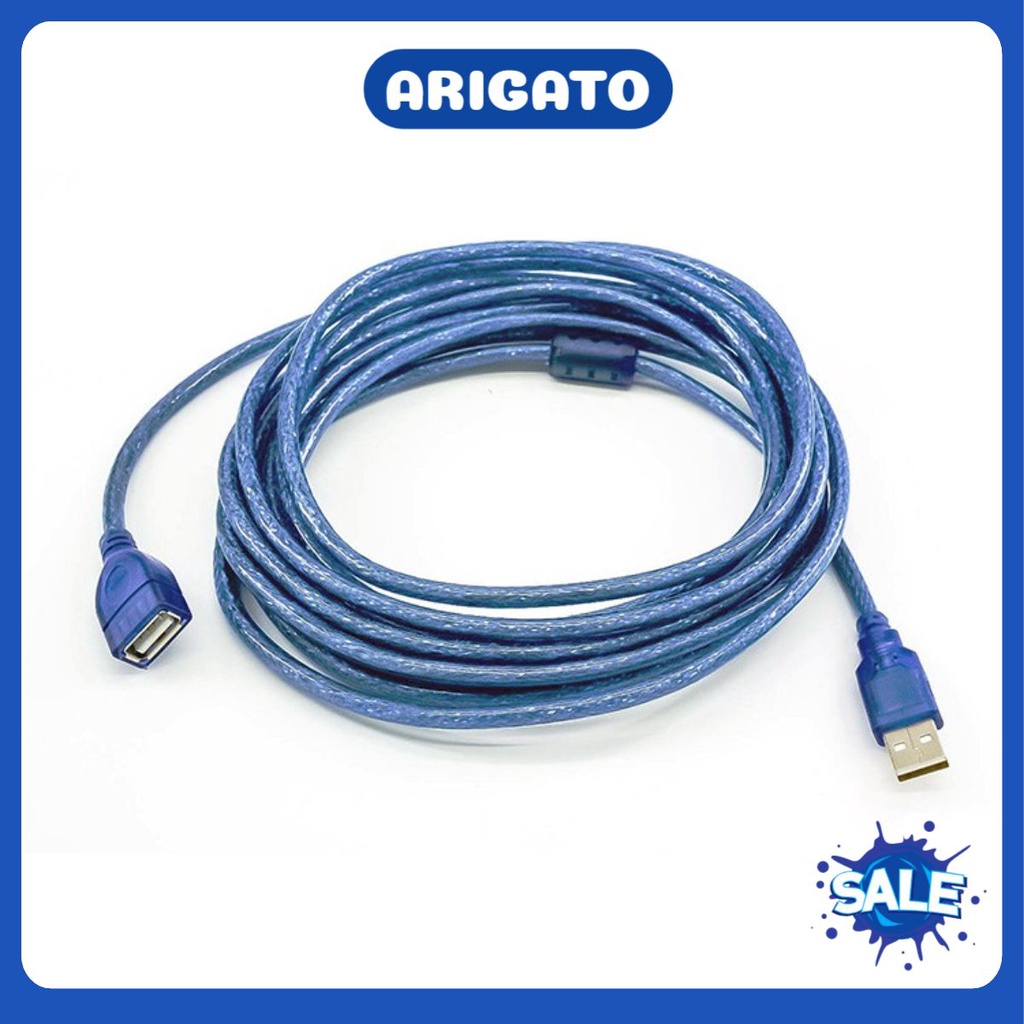 Dây nối dài USB 1.5M 3M 5M 10M xanh hoặc xám chống nhiễu chất lượng cao ARIGATO