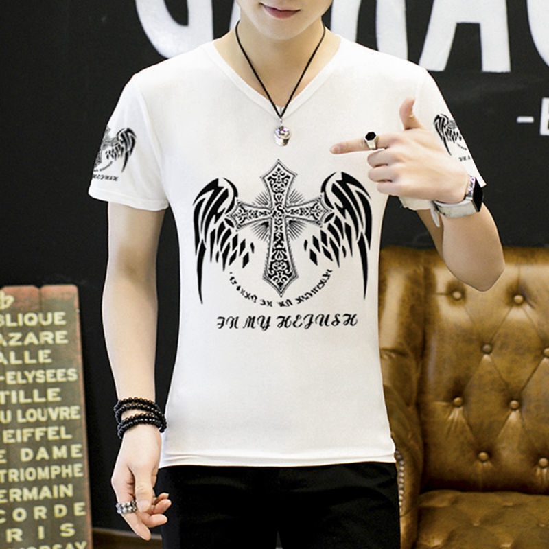 Áo thun ngắn tay in họa tiết phong cách Hàn Quốc cỡ lớn dành cho nam