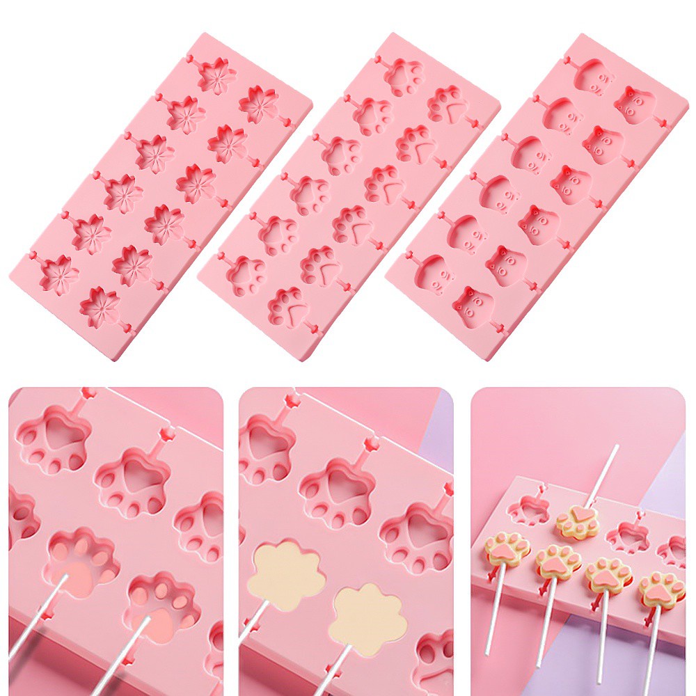 Khuôn silicone làm kẹo mút/ socola hình hoa/ động vật diy