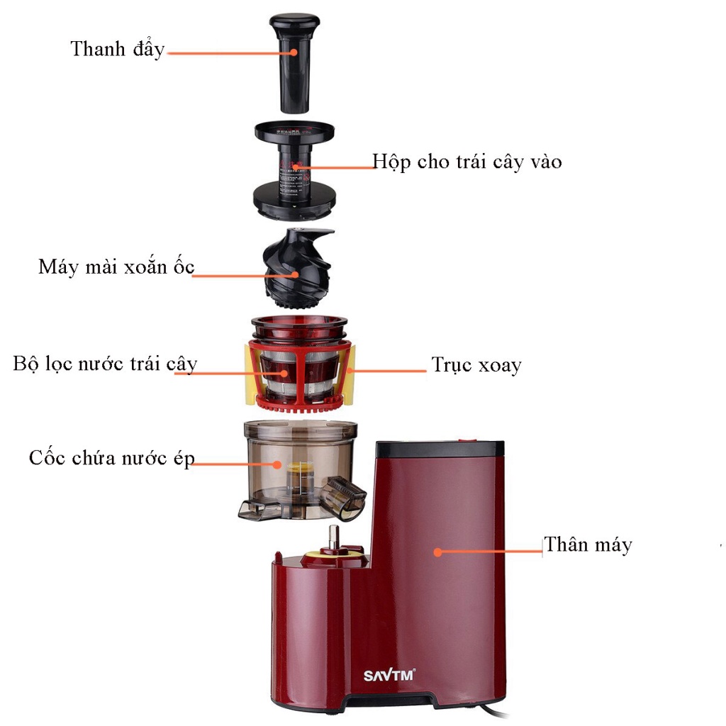 Máy Ép Trái Cây Chậm SAVTM JE-07 công suất lớn, ép kiệt nước, giữ nguyên thành phần dinh dưỡng