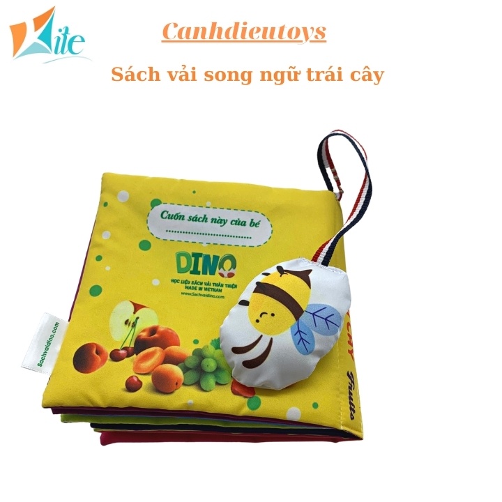 Sách vải sơ sinh song ngữ trái cây, Cánh Diều, vải mềm, ảnh sắc nét, giúp trẻ học từ vựng về trái cây