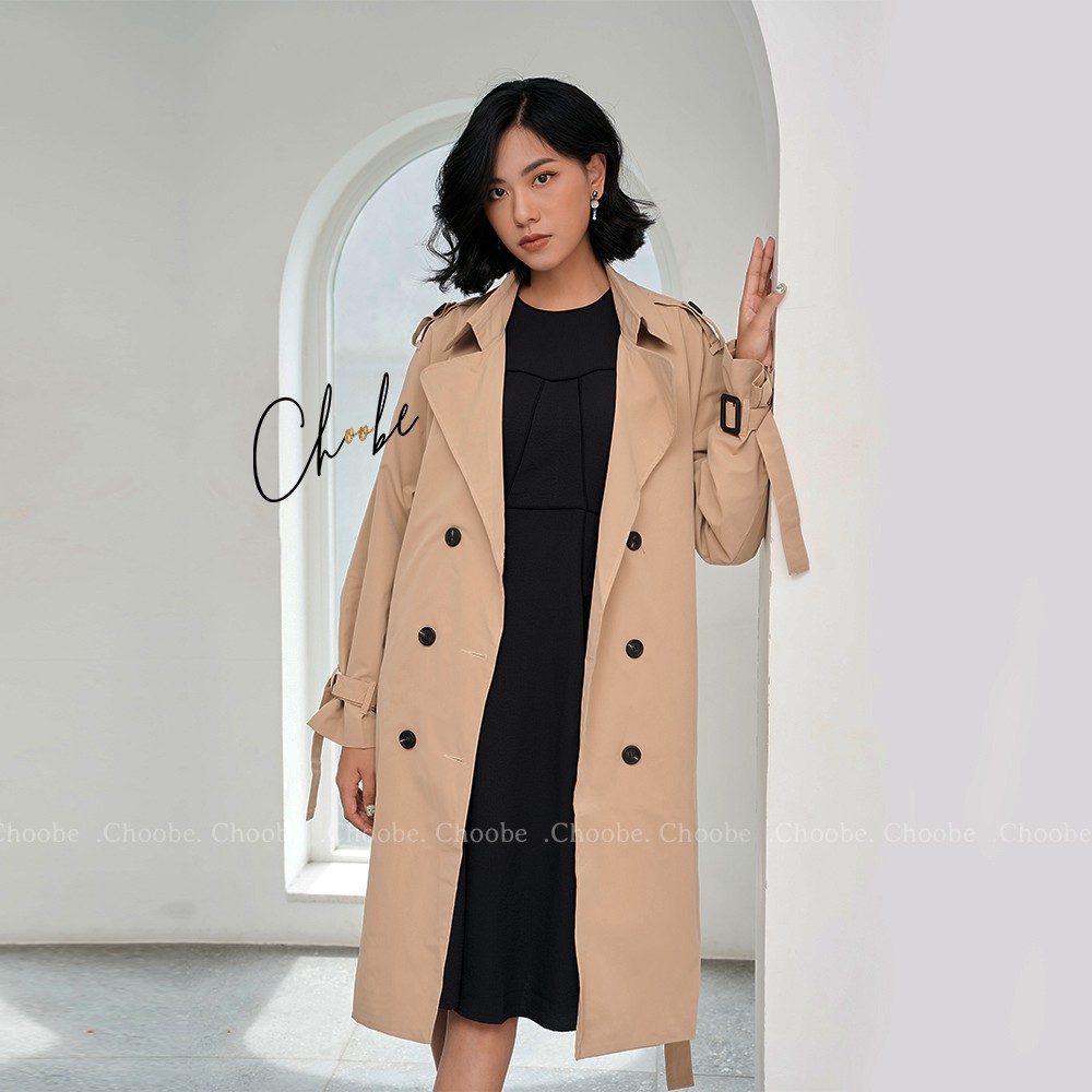 Áo khoác nữ Choobe dáng dài, măng tô vải kaki có lớp lót, phong cách thanh lịch, sang trọng  | BigBuy360 - bigbuy360.vn