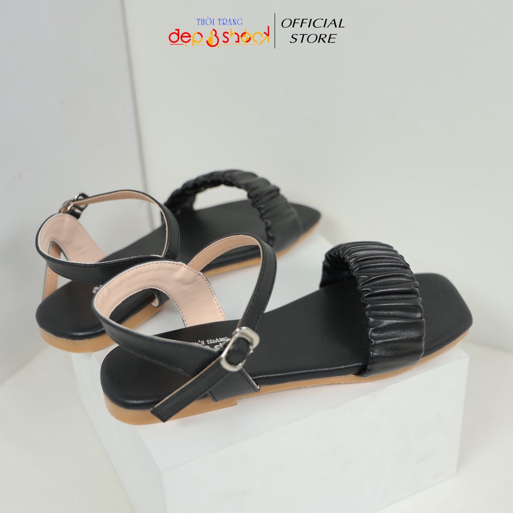 Sandal quai ngang bèo nhún đế bệt cao cấp có Big Size 42 43 thời trang Depvashock