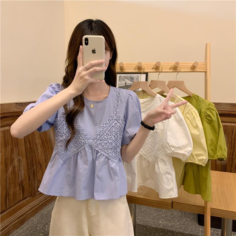 IELGY  Áo Sơ Mi Tay Ngắn Dáng Ôm Phong Cách Phương Tây Dành Cho Nữ