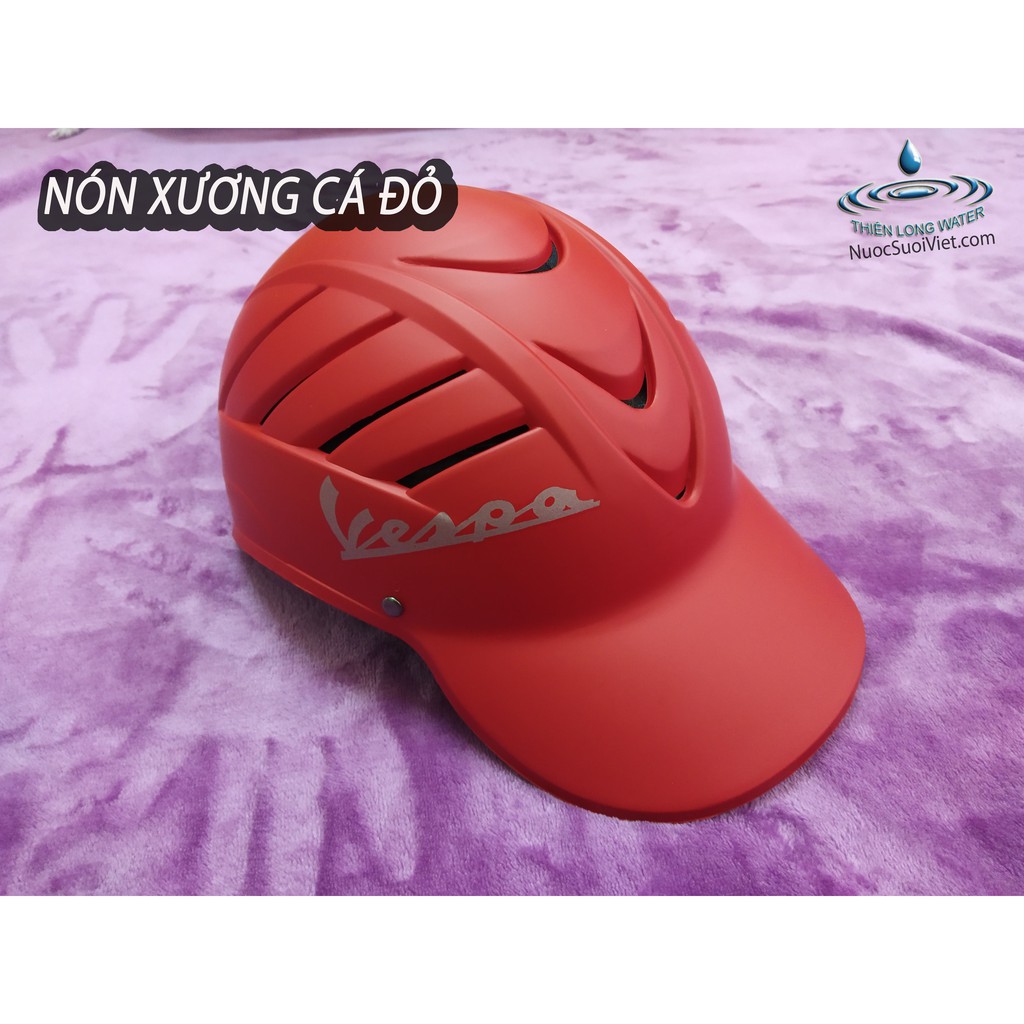 Nón Bảo Hiểm Lưỡi Trai 13 Lỗ Thông Gió Tem Vespa -Mũ Bảo Hiểm Dạng Kết Xương Cá