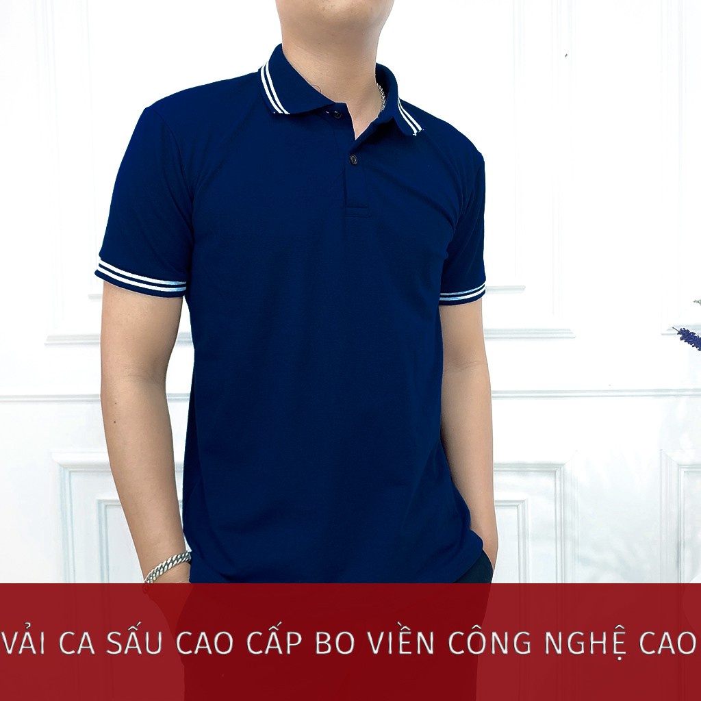 Áo thun Nữ Nam Polo ngắn tay Cotton có cổ cao cấp - Áo Phông nam nữ Polo Trơn phối viền đẹp,vải mềm,co giãn - AMYRA A023