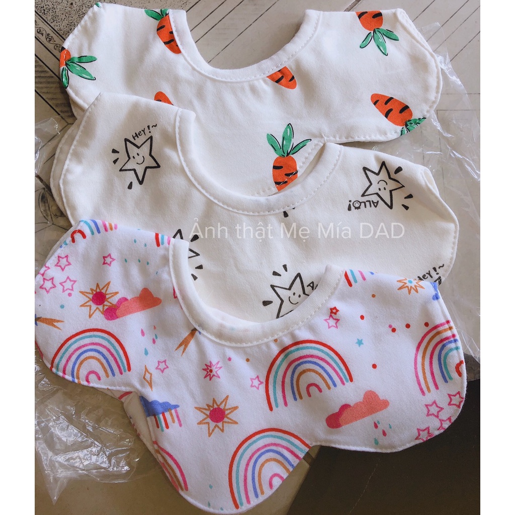 ( ẢNH THẬT ) Set 3 Yếm Hoa Tròn Xoay 360 độ 100% Cotton Cho Bé