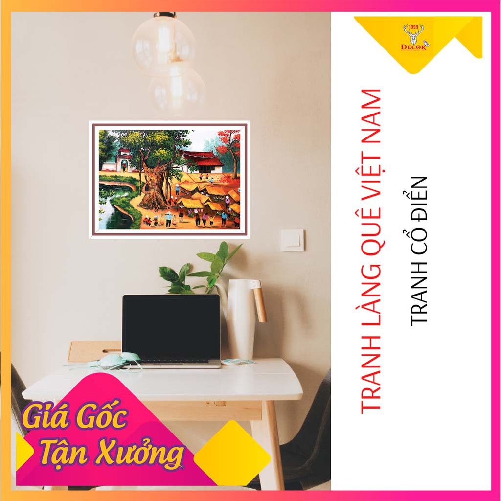 Tranh làng quê Việt Nam In chất lượng cao đóng khung ảnh Decor góc làm việc phòng ngủ Tranh khổ A3 và A4 có ép plastic