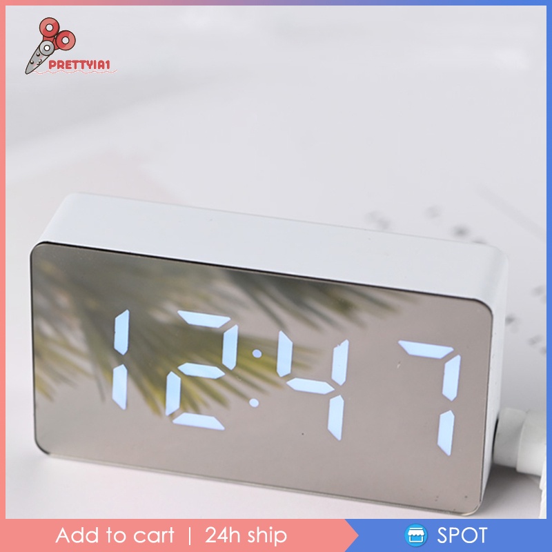 [Prettyia1] Đồng Hồ Báo Thức Kỹ Thuật Số Màn Hình LED Hiển Thị Điều Chỉnh Được Độ Sáng Với 2 Đồng Hồ Báo Thức / Nhiệt Độ / Không Có Ticking / Di Động