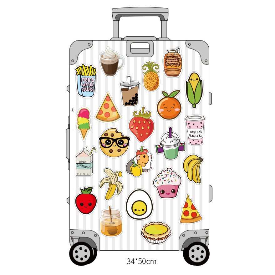 SET 100 MIẾNG STICKER ĐỒ ĂN FOODAHOLIC CHỐNG NƯỚC DÁN NÓN BẢO HIỂM, LAPTOP, VALI, TỦ, BÀN HỌC, XE MÁY