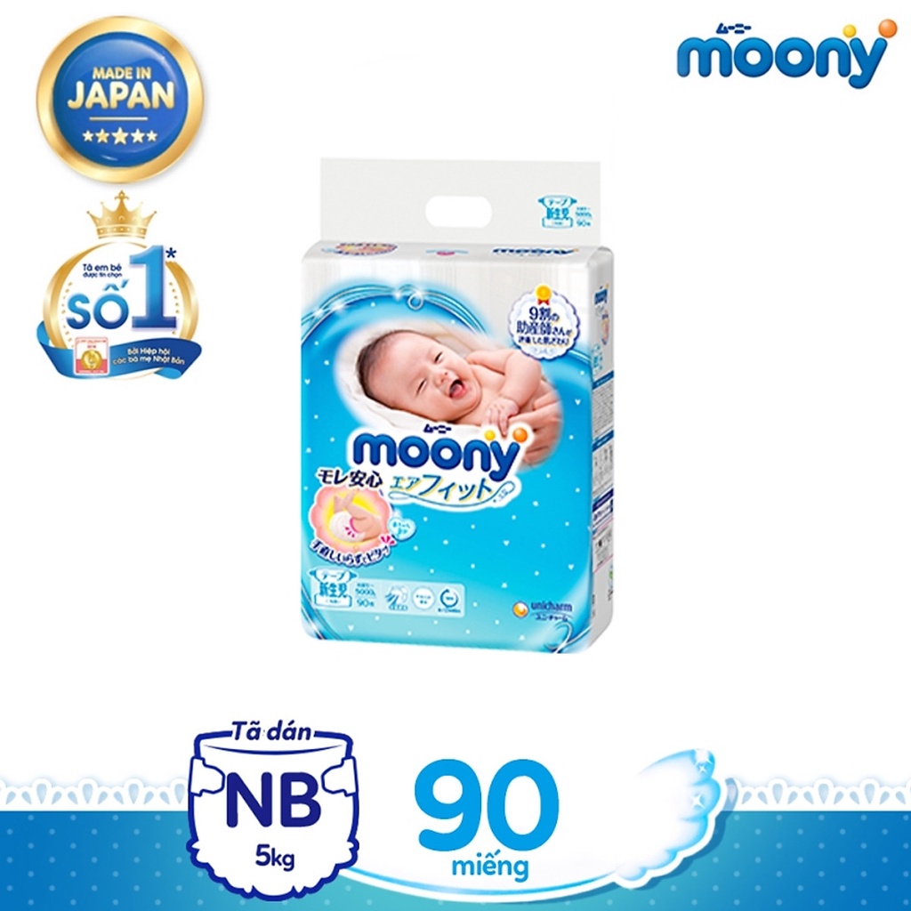 Tã dán/ quần Moony size Newborn/s84/m65/m58/l54/l44boy/l44girl/xl38boy/xl38girl