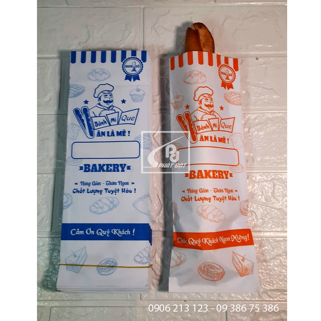 Túi giấy bánh mì que  in sẵn 100 cái