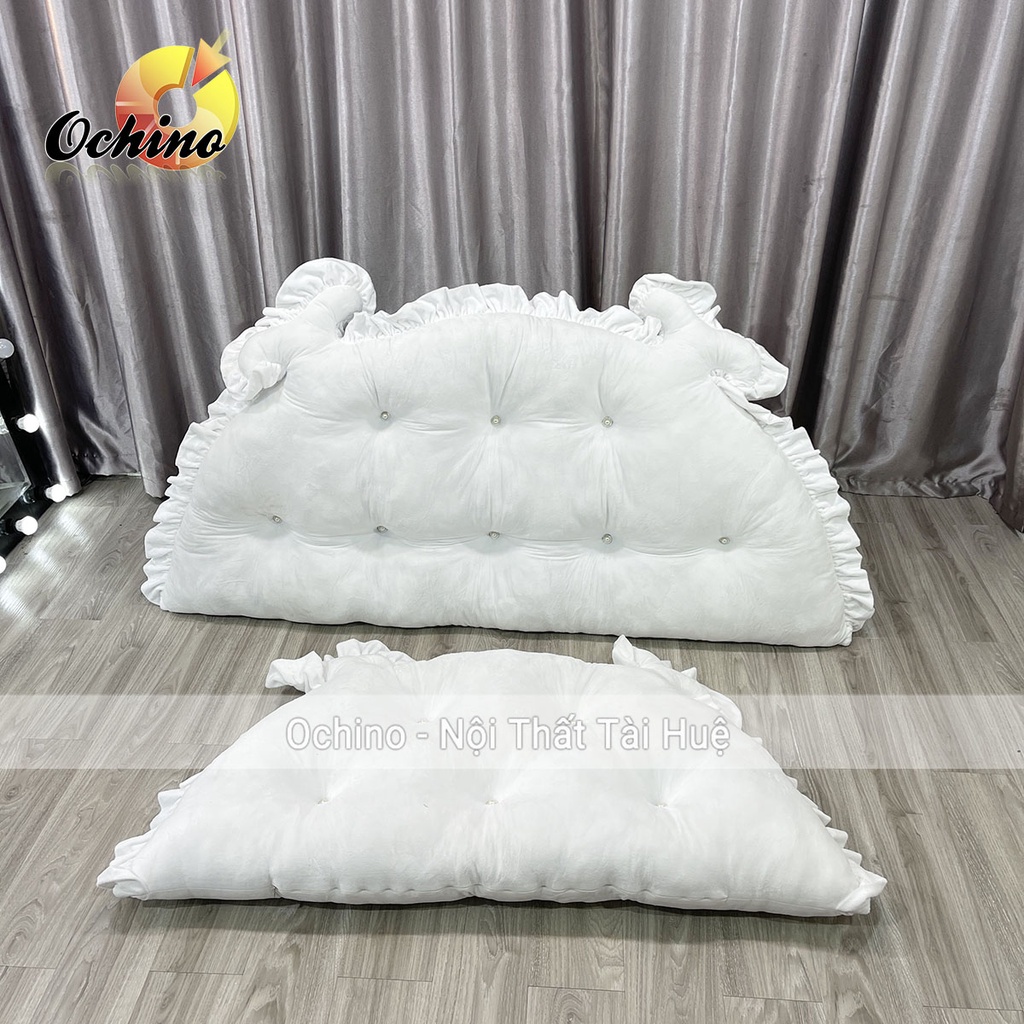 Tựa Đầu Giường, Gối Tựa Kê Đầu Giường Đính Khuy Mẫu Hoàng Gia Sang Chảnh Size 1M2-55 Và 1M6-75 ( Có Sẫn)