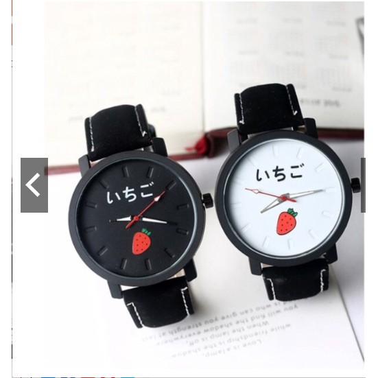 Đồng hồ kim nam nữ mặt tròn dây da ulzzang thời trang