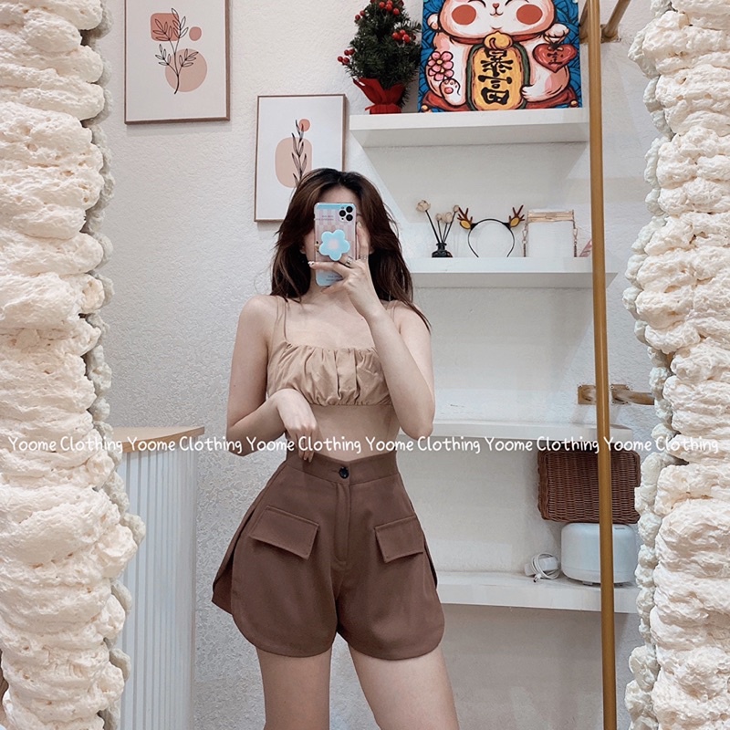 Áo hai dây nhún ngực ôm 2 lớp dày dặn cho nữ Yoomeclothing