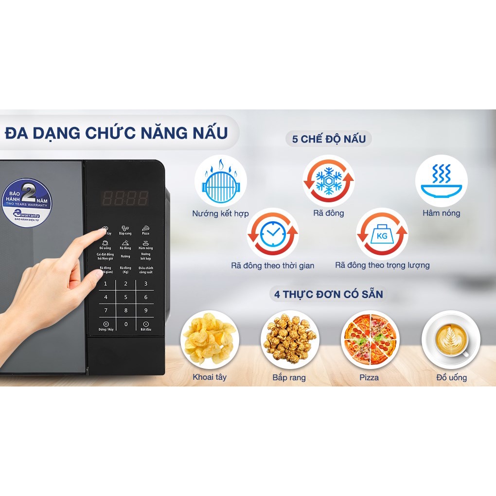 Lò vi sóng Bluestone MOB-7816, dung tích 20 lít, đa dạng chức năng nấu tiện lợi, bảo hành 24 tháng