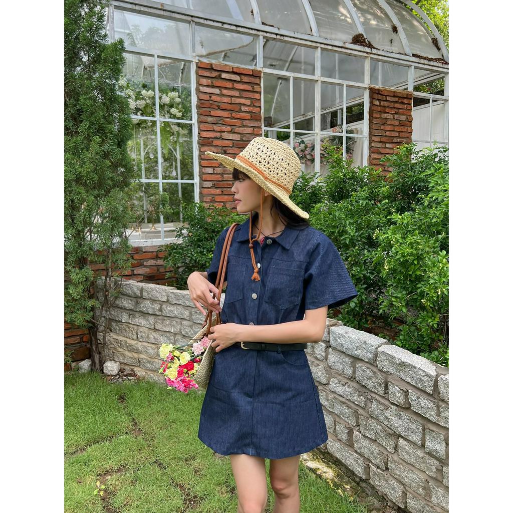 Đầm tay ngắn cổ sơmi có nhấn eo BRIONA DRESS