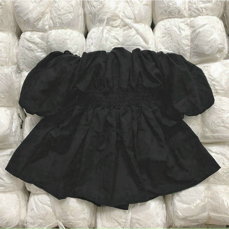 Áo bẹt vai bí peplum chun eo B18