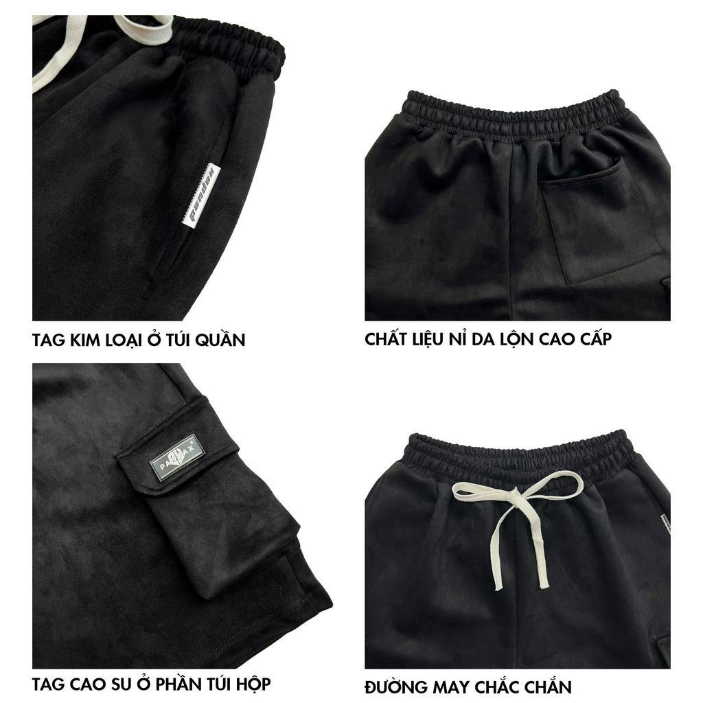 Quần short nam nữ local brand Pandax polime , quần đùi cargo túi hộp unisex phong cách y2k , chất liệu da lộn cao cấp