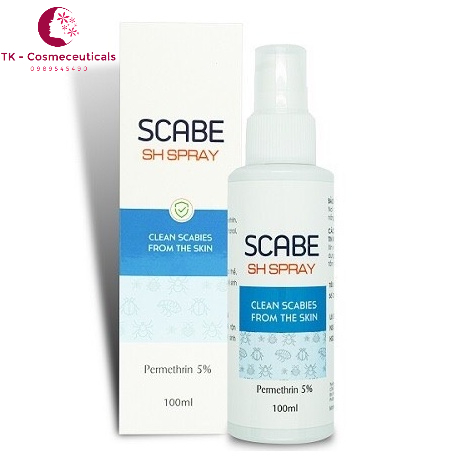 Scabe SH Spray Dung Dịch Xịt Ghẻ, Chấy, Kí Sinh Trùng, Côn Trùng Ngoài Da - 100ml