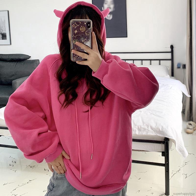Áo Hoodie Dày Dáng Rộng Phong Cách Harajuku