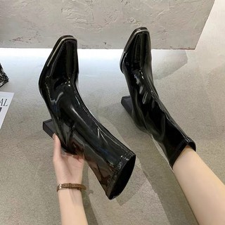 boot da bóng cao 7cm thiết mõm vuông viền sắt cá tính hot 2020 hàng quảng châu cao cấp